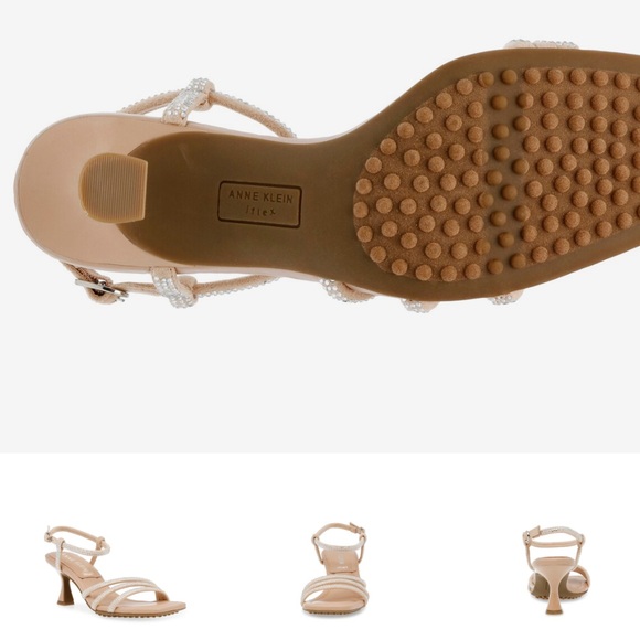 NEVER WORN! Brand New Anne Klein Jules Sandal Crystals. Nude low dress heel 7.5 - Picture 3 of 8